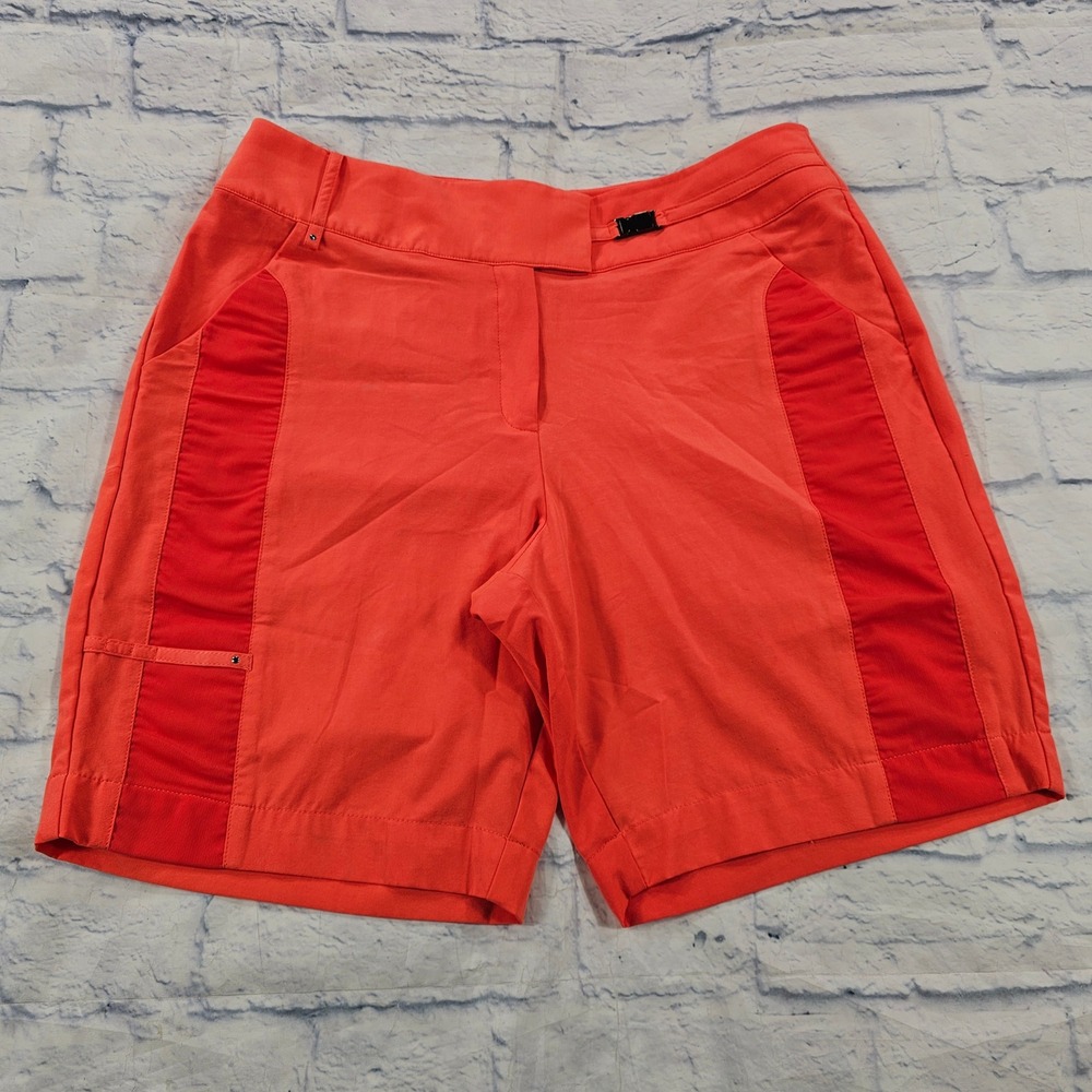 Tail Golf Shorts WOMENS 10 Coral Orange Performance Activewear Contrast Panel